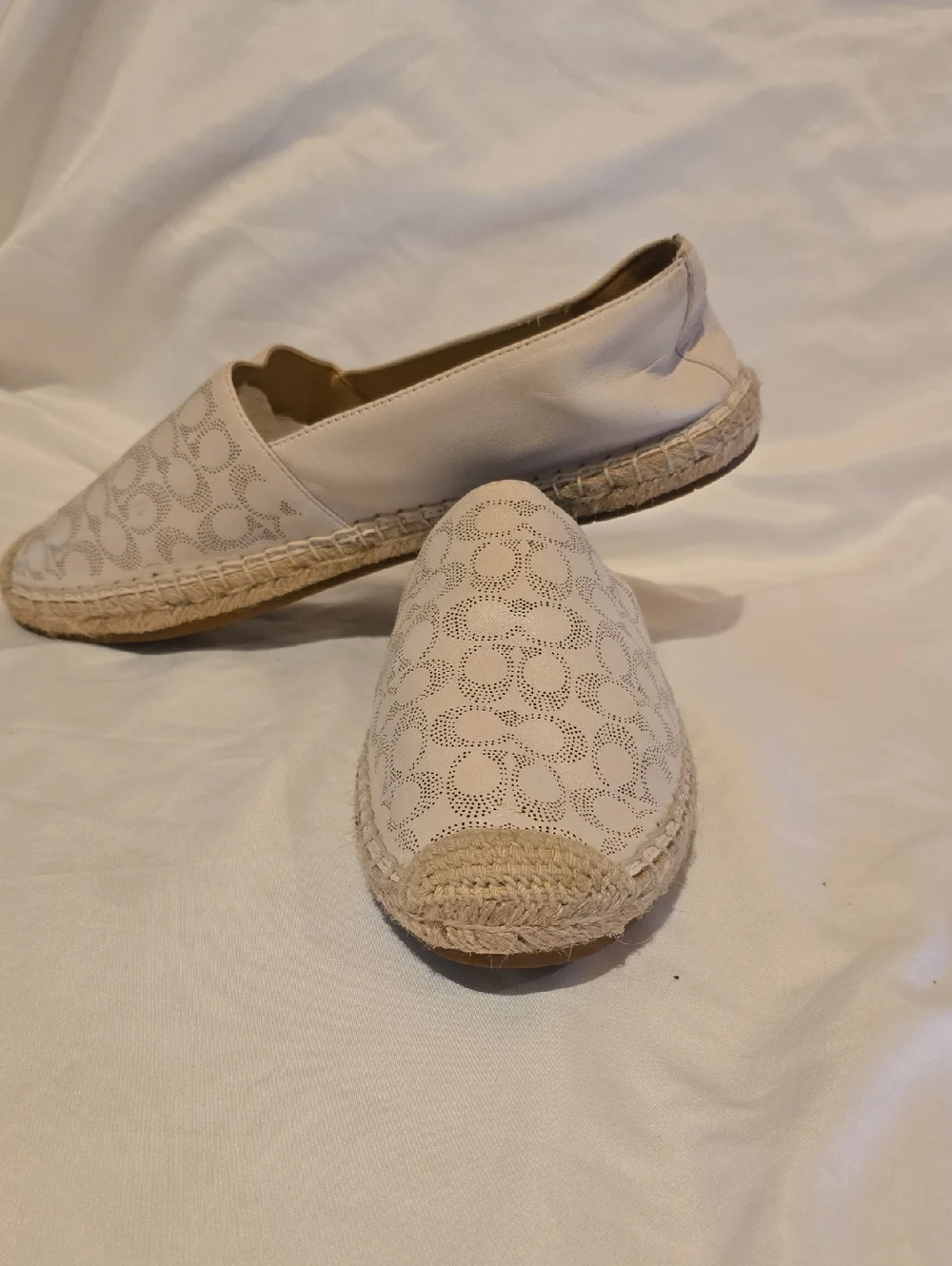 Coach Cream Logo Espadrille Slip-On Flats Size 9